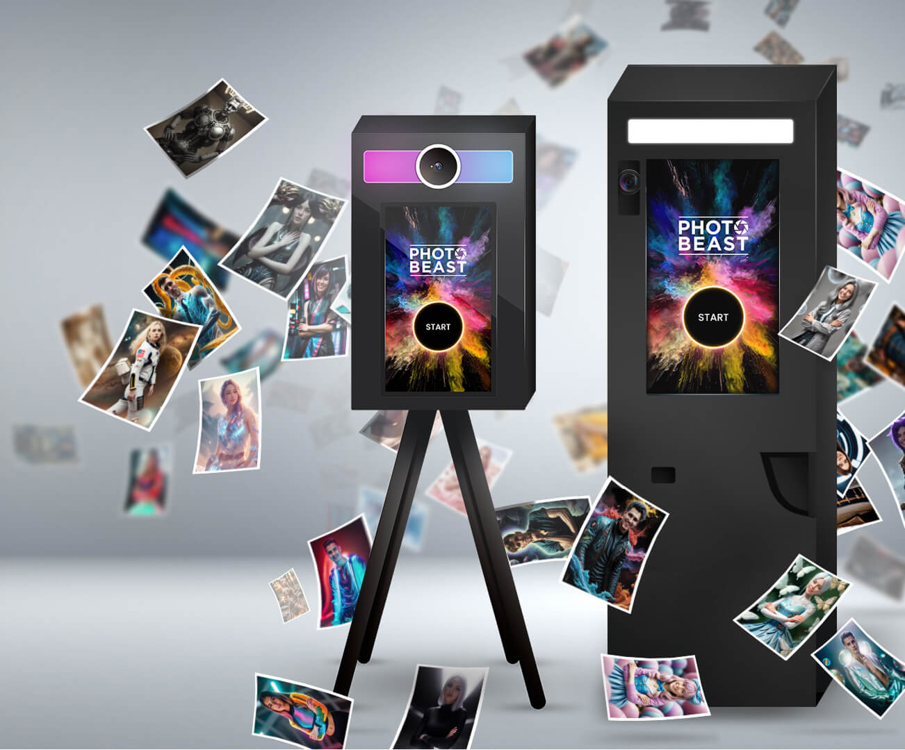 Photobeast ai machine with photos flying all around